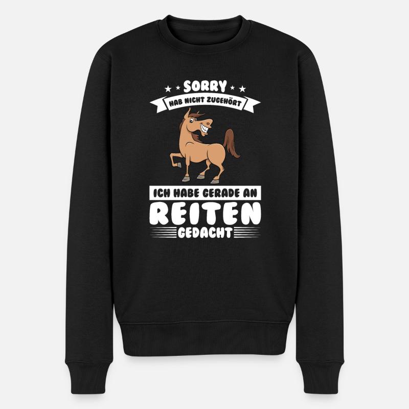 Reiten Mädchen Reitsport Geschenk - Männer Premium Bio Pullover - Schwarz