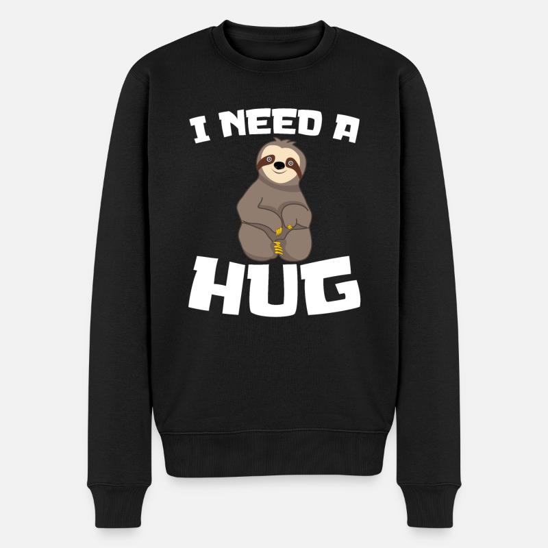 Sloth Free Hugs Underhugged Hug me - Männer Premium Bio Pullover - Schwarz