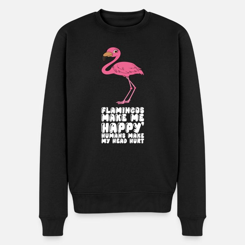 Lustige Flamingo-Grafik - Männer Premium Bio Pullover - Schwarz