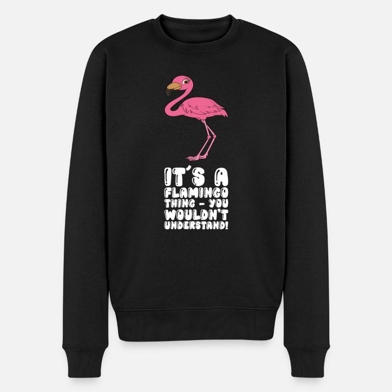 Lustige Flamingo-Grafik - Männer Premium Bio Pullover - Schwarz
