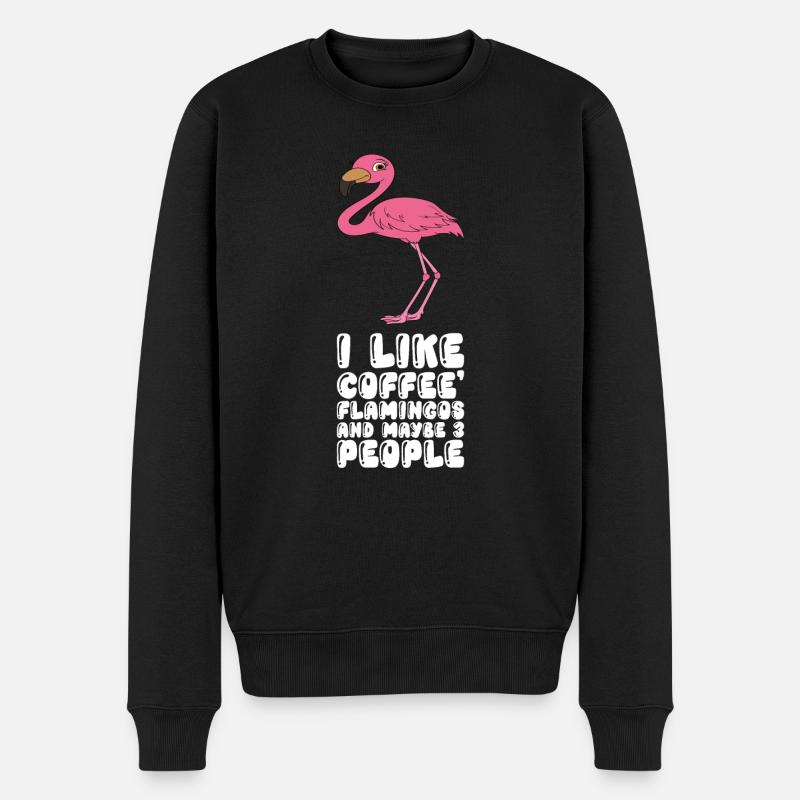 Lustige Flamingo-Grafik - Männer Premium Bio Pullover - Schwarz