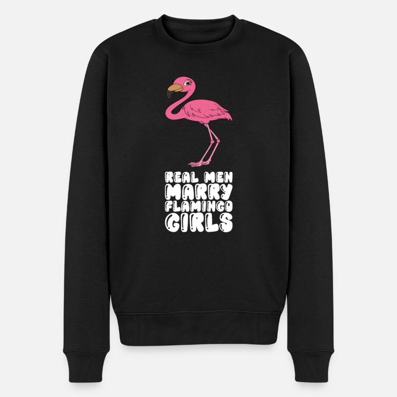 Lustige Flamingo-Grafik - Männer Premium Bio Pullover - Schwarz