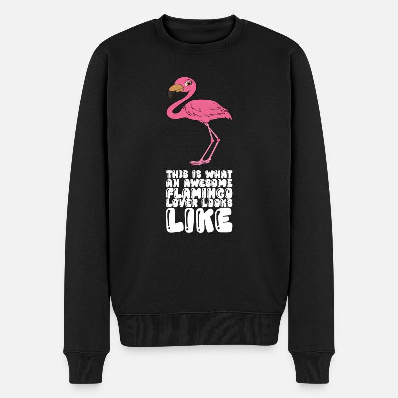 Drôles de graphismes flamants roses - Pull Premium bio Homme - noir