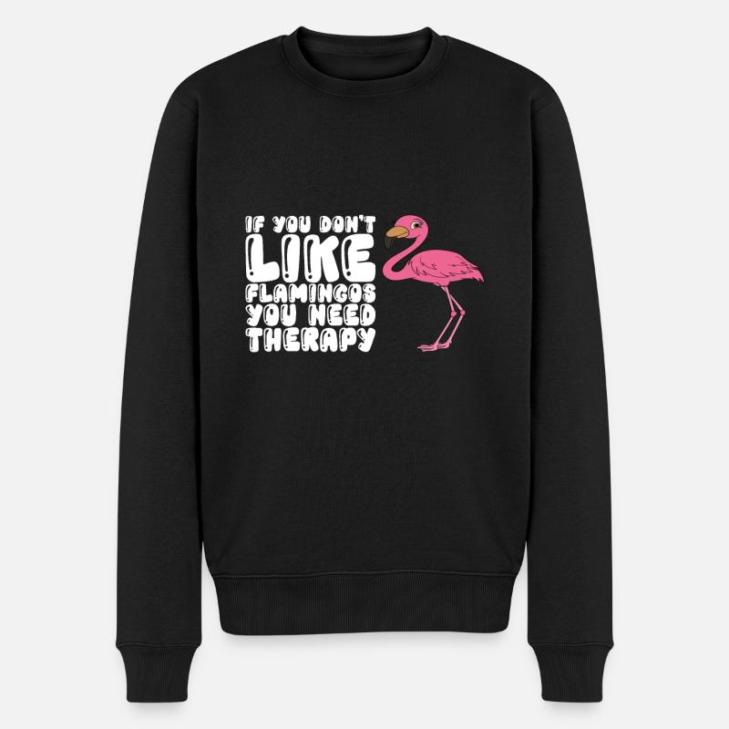 Drôles de graphismes flamants roses - Pull Premium bio Homme - noir