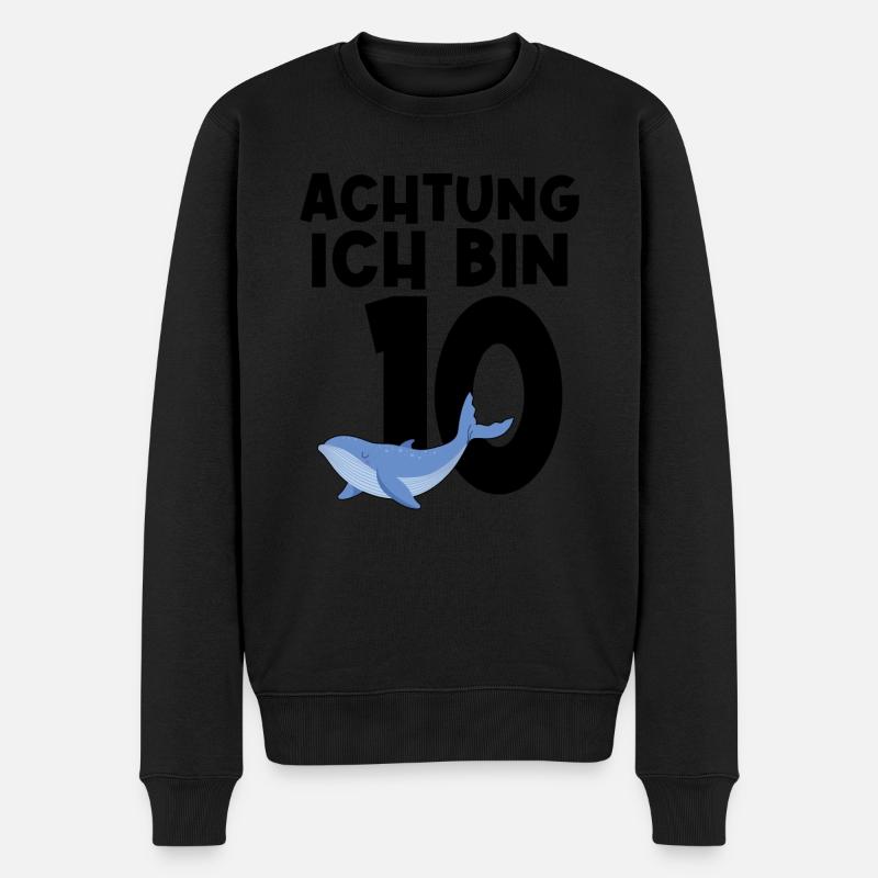 10. Geburtstag Wal 10 Jahre alt Geschenk - Männer Premium Bio Pullover - Schwarz