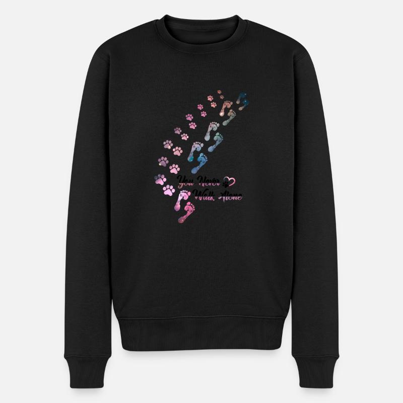 You Never Walk Alone Hunde Hundeliebhaber Gassi - Männer Premium Bio Pullover - Schwarz