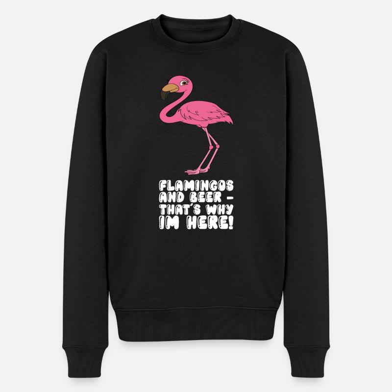 Drôles de graphismes flamants roses - Pull Premium bio Homme - noir