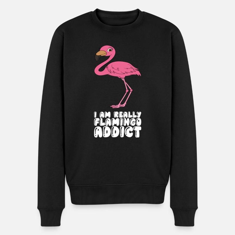 Lustige Flamingo-Grafik - Männer Premium Bio Pullover - Schwarz