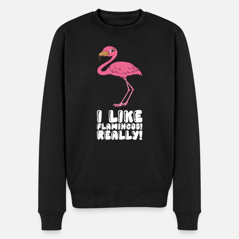 Lustige Flamingo-Grafik - Männer Premium Bio Pullover - Schwarz