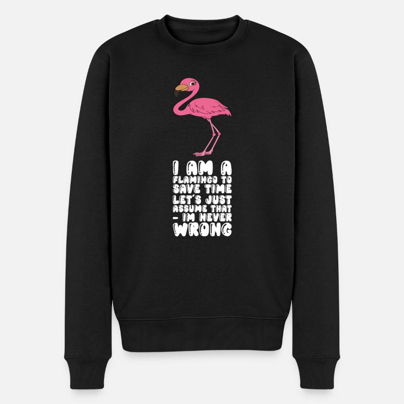 Drôles de graphismes flamants roses - Pull Premium bio Homme - noir