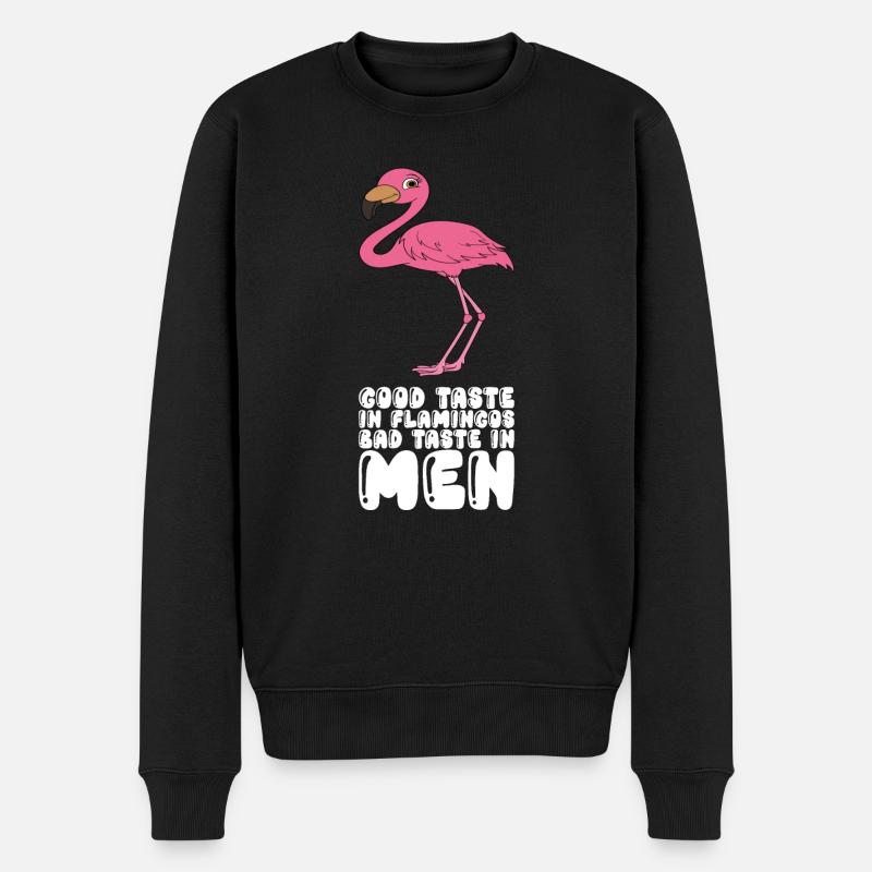 Drôles de graphismes flamants roses - Pull Premium bio Homme - noir