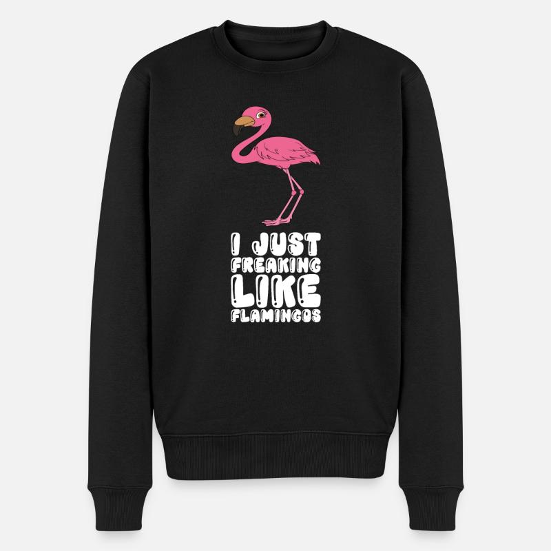 Drôles de graphismes flamants roses - Pull Premium bio Homme - noir