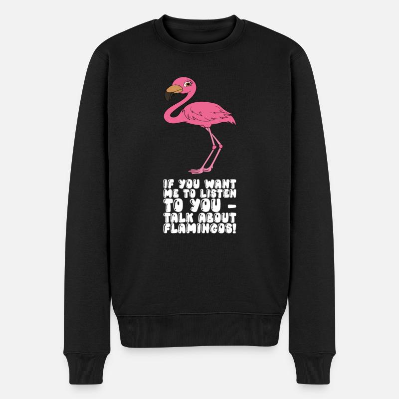 Drôles de graphismes flamants roses - Pull Premium bio Homme - noir