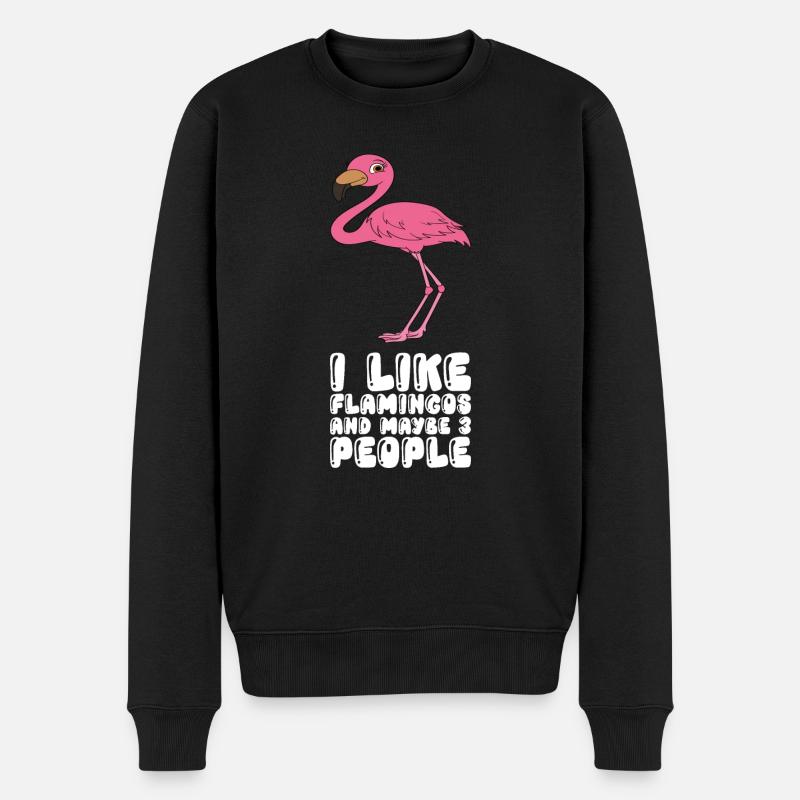 Drôles de graphismes flamants roses - Pull Premium bio Homme - noir