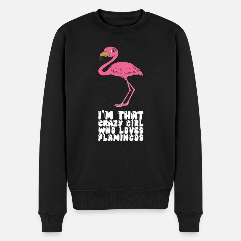 Drôles de graphismes flamants roses - Pull Premium bio Homme - noir