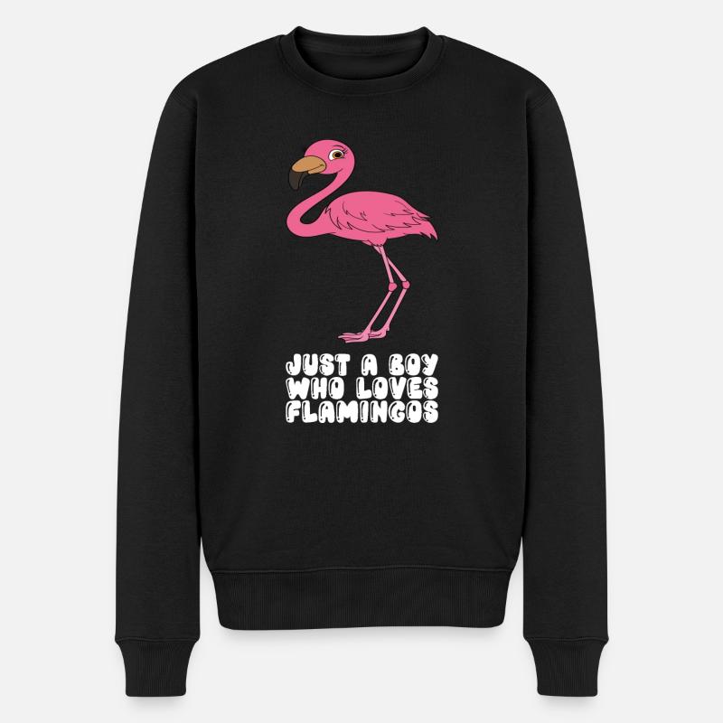 Drôles de graphismes flamants roses - Pull Premium bio Homme - noir