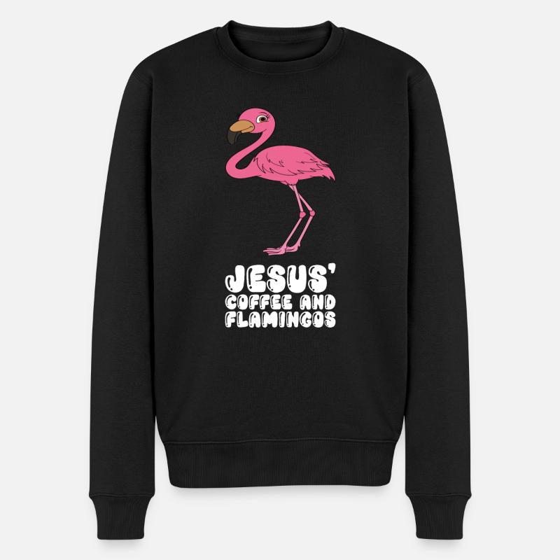 Lustige Flamingo-Grafik - Männer Premium Bio Pullover - Schwarz