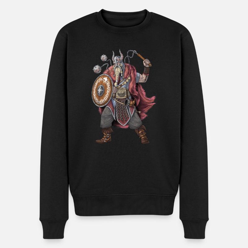 Nordischer Wikingerkrieger - Männer Premium Bio Pullover - Schwarz