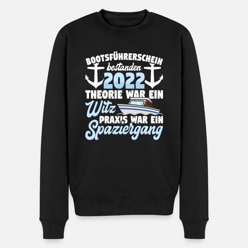 Bootsführerschein bestanden 2022 Kapitän Sportboot - Männer Premium Bio Pullover - Schwarz