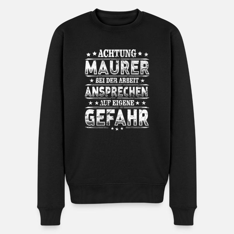 Maurer - Männer Premium Bio Pullover - Schwarz