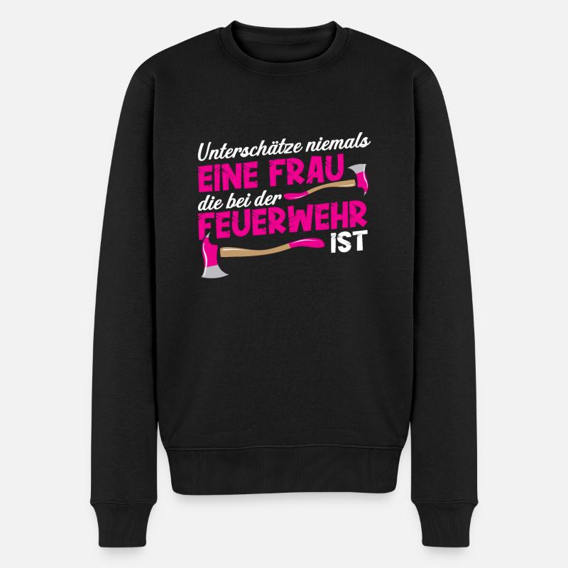 Feuerwehrfrau Feuerwehr Feuerwehrmann Mama - Männer Premium Bio Pullover - Schwarz