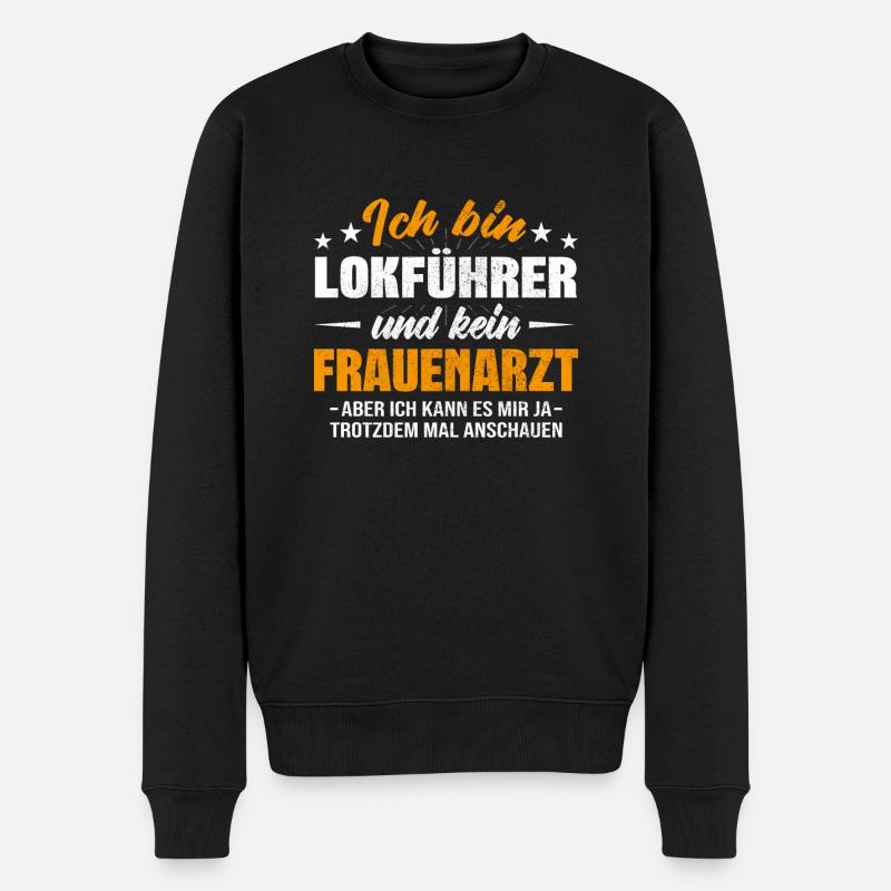 Lokführer und kein Frauenarzt Schaffner - Männer Premium Bio Pullover - Schwarz