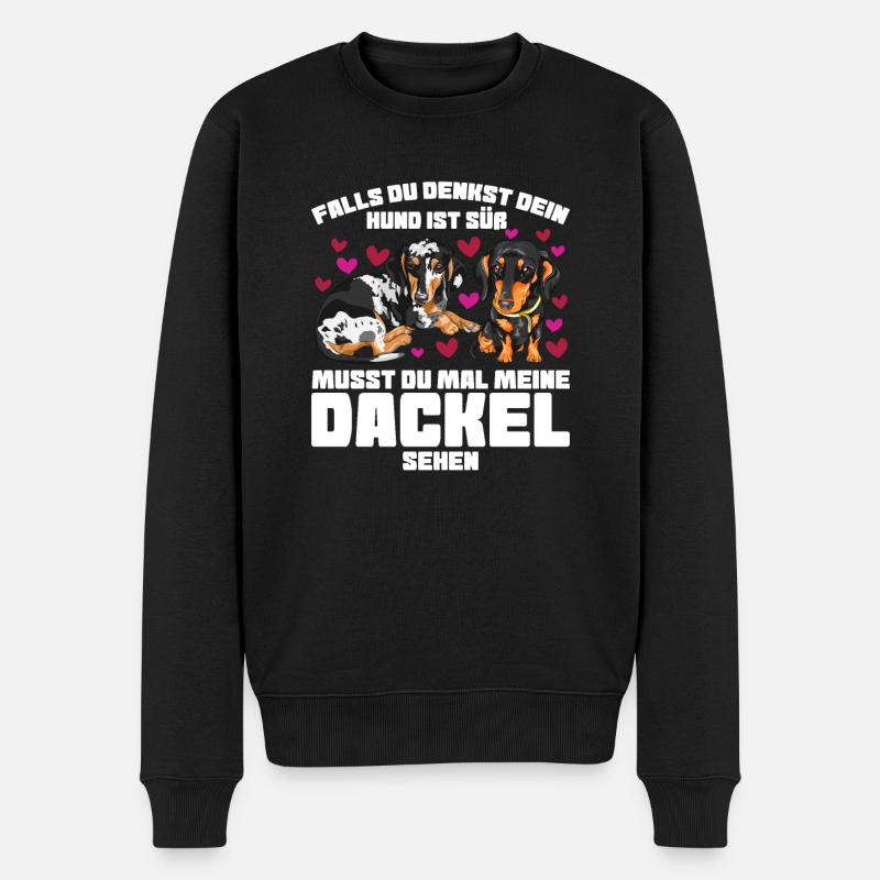 Dackel Hund Dachshund Geschenk - Männer Premium Bio Pullover - Schwarz