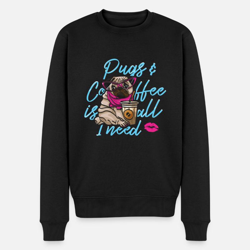 Lustiges Pug Hundekopf Hund - Männer Premium Bio Pullover - Schwarz