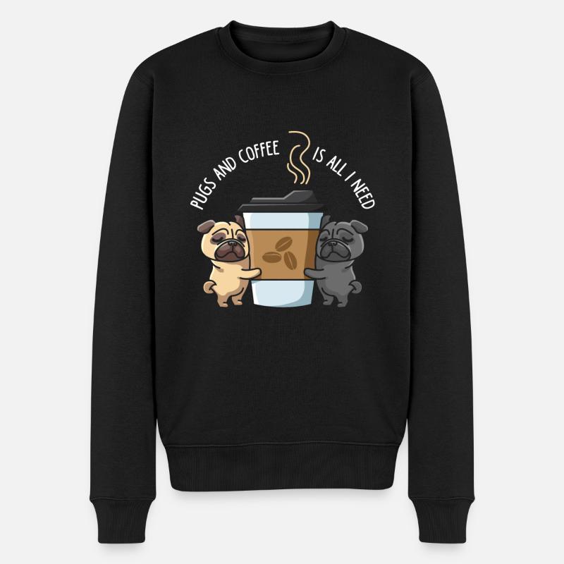 Lustiges Pug Hundekopf Hund - Männer Premium Bio Pullover - Schwarz