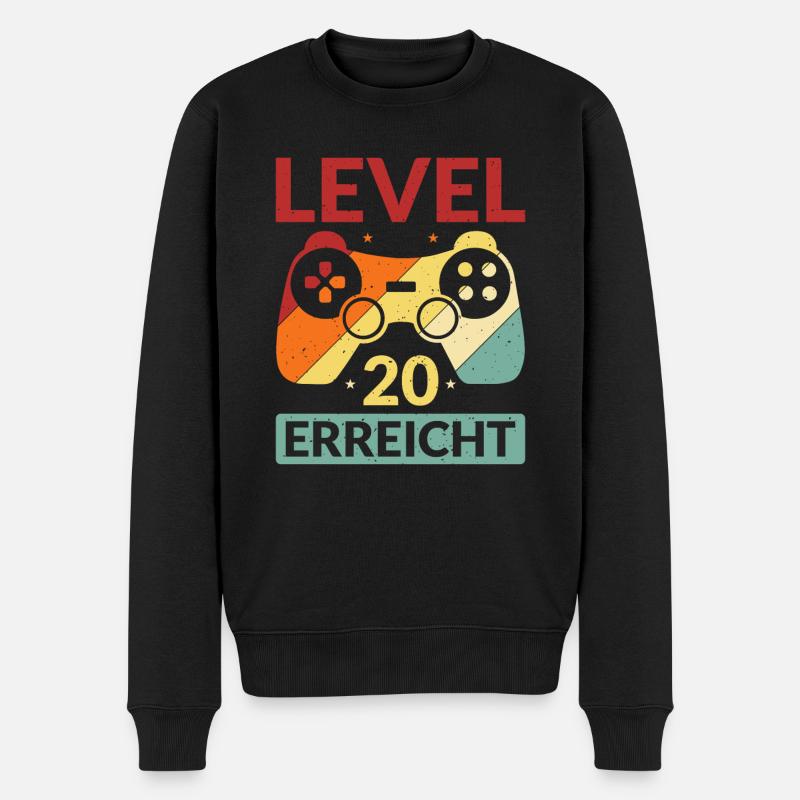 Level 20 Erreicht Gamer - Männer Premium Bio Pullover - Schwarz
