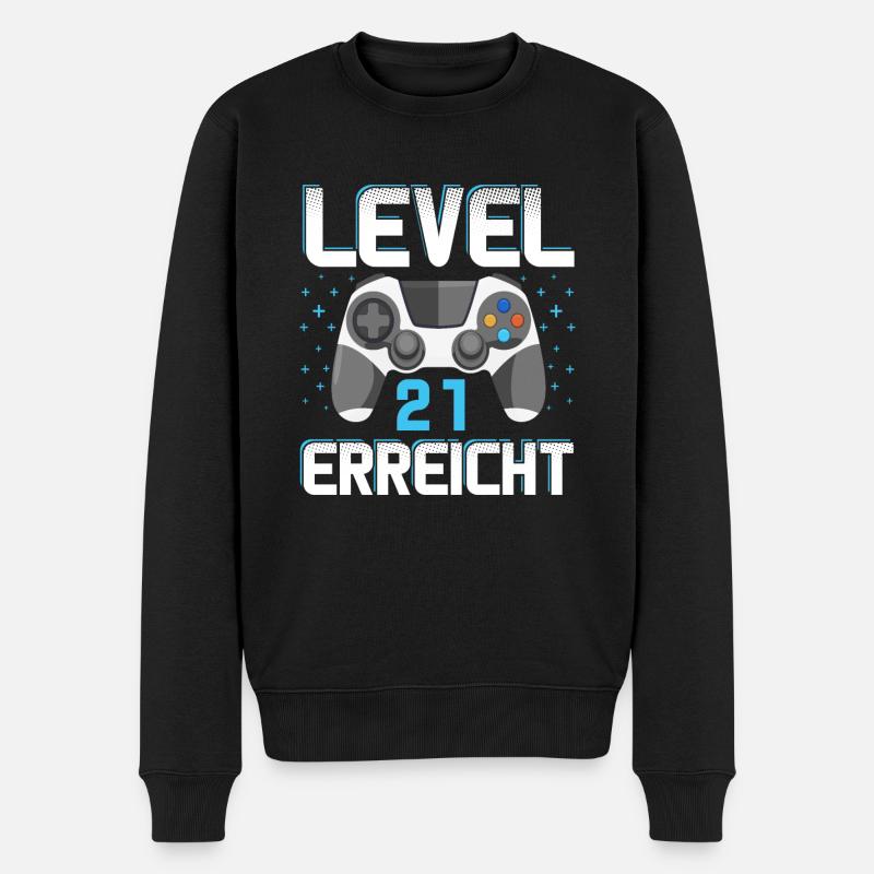 Level 21 Erreicht Gamer - Männer Premium Bio Pullover - Schwarz