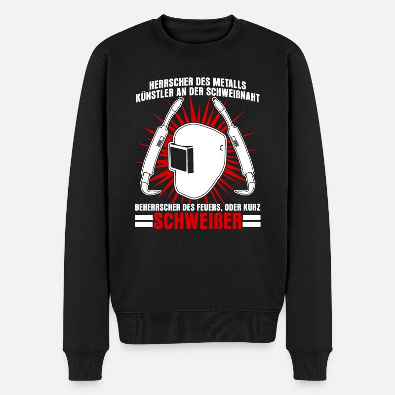 Schweißer Spruch Schweißerhelm Schweißen - Männer Premium Bio Pullover - Schwarz