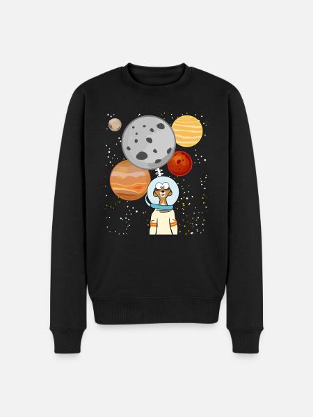 Meerkat Astronaut Space Planets - Men's Premium Organic Jumper - black