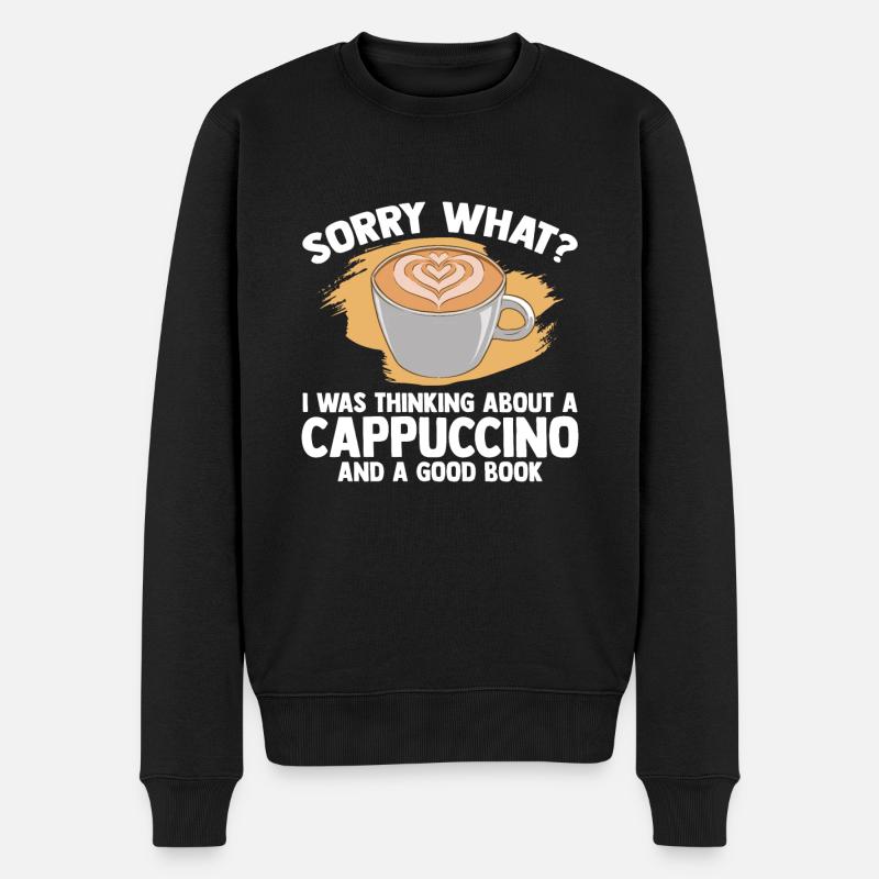 Cappuccino et un bon livre - Pull Premium bio Homme - noir