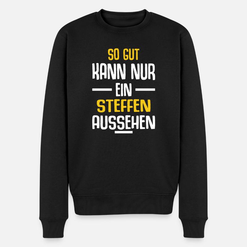 STeffen Vorname Name Geburtstag - Männer Premium Bio Pullover - Schwarz