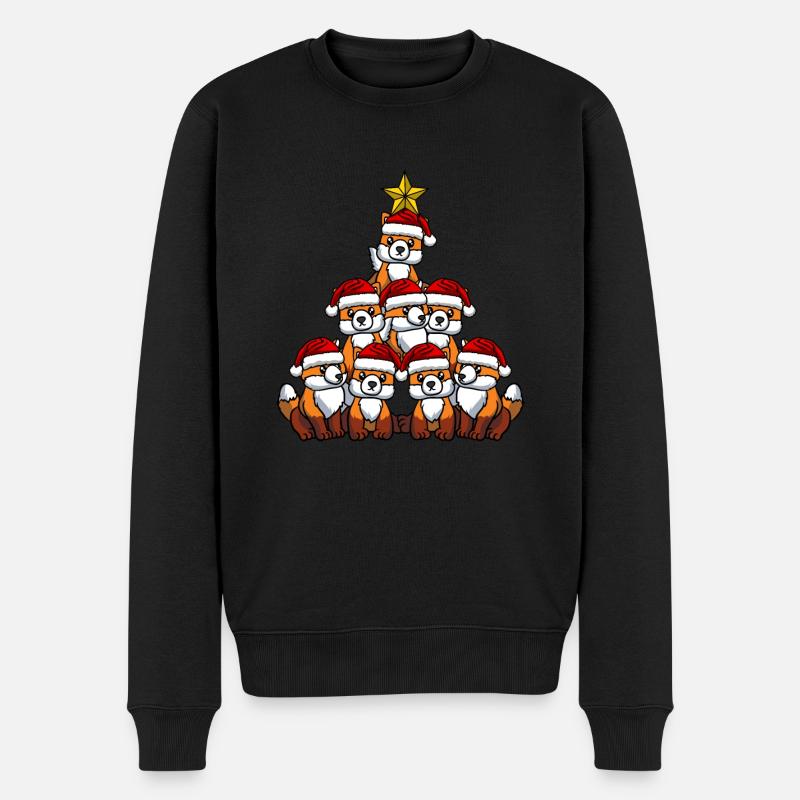 Fuchs Weihnachtsbaum - Männer Premium Bio Pullover - Schwarz