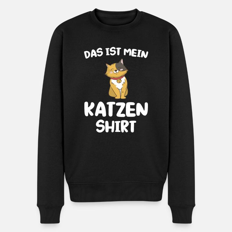 Katze Tier Katzen Geschenk - Männer Premium Bio Pullover - Schwarz