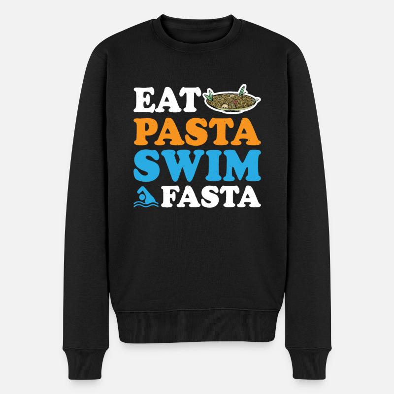Eat Pasta Swim Fasta 9 - Männer Premium Bio Pullover - Schwarz