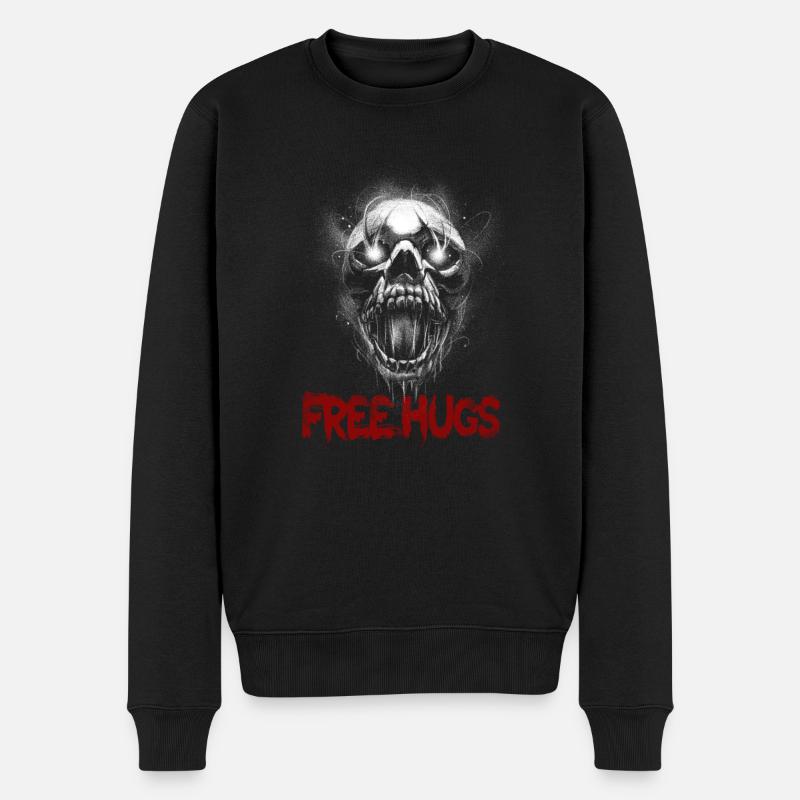 Free Hugs Totenkopf -blutigen Schriftart Halloween - Männer Premium Bio Pullover - Schwarz