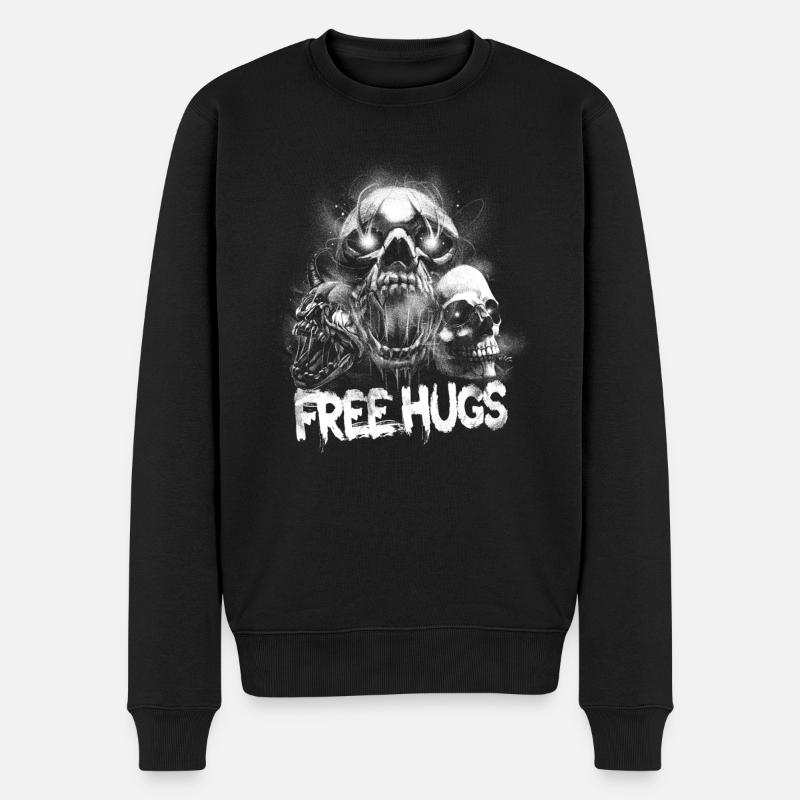 Free Hugs Totenkopf -blutigen Schriftart Halloween - Männer Premium Bio Pullover - Schwarz