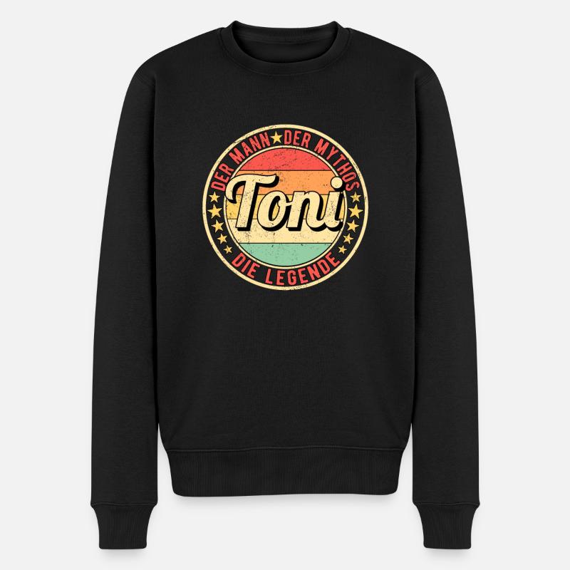 Toni Der Mann Der Mythos Die Legende - Männer Premium Bio Pullover - Schwarz