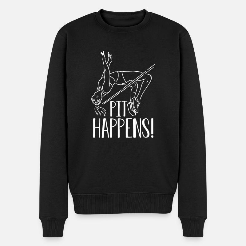 Pit Happens Lustiges Stabhochsprung - Männer Premium Bio Pullover - Schwarz