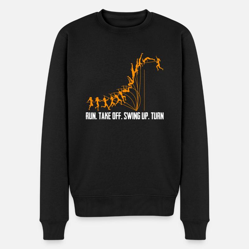 Run Take Off Swing Up Turn Saut à la perche - Pull Premium bio Homme - noir