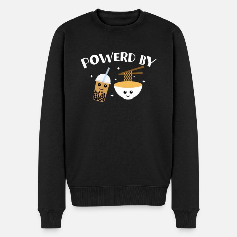 Powered By Boba Tea And Ramen - Männer Premium Bio Pullover - Schwarz