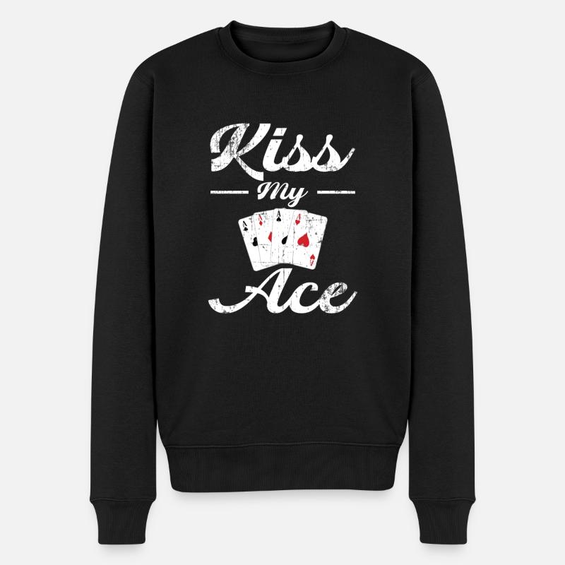 Poker Kiss my Ace - Männer Premium Bio Pullover - Schwarz