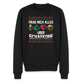 Frag mich alles über Schafkopf - Männer Premium Bio Pullover - Schwarz - Vorne - Nico (187cm)