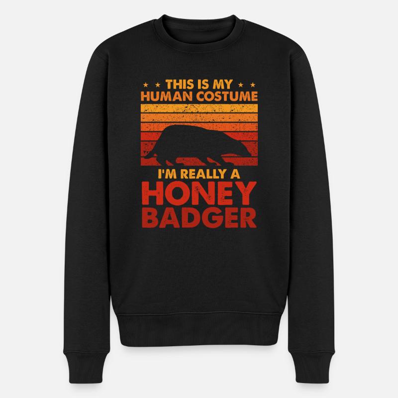 Honigdachs Kostüm Retro - Männer Premium Bio Pullover - Schwarz