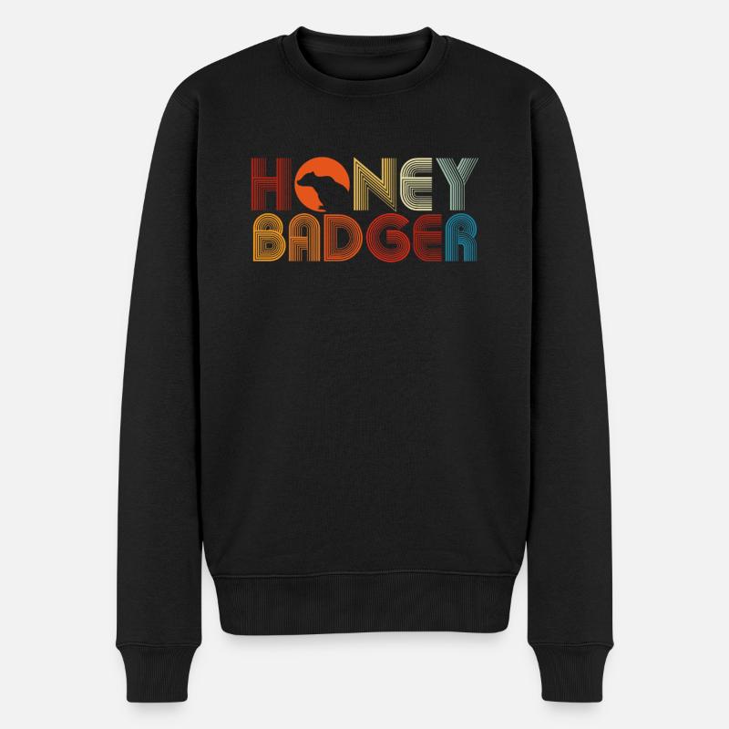 Bunte Honigdachs Retro - Männer Premium Bio Pullover - Schwarz