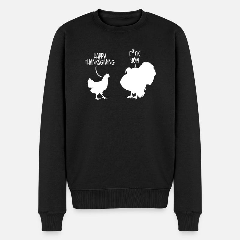 Glücklicher Thanksgiving truthahn - Männer Premium Bio Pullover - Schwarz