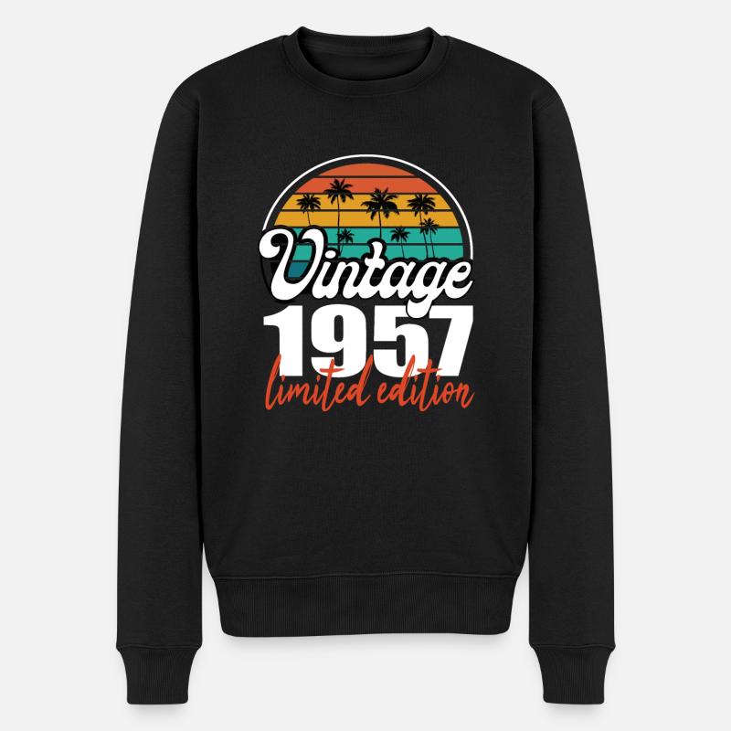 Vintage Geburtstag Geburtstag Retro 1957 Limited - Männer Premium Bio Pullover - Schwarz
